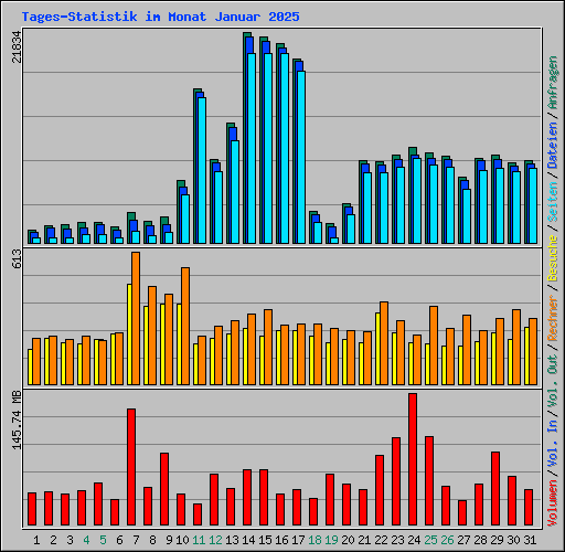 Tages-Statistik im Monat Januar 2025